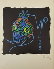 WILFREDO LAM ( 1902 - 1982) Lettera W FOTOLITOGRAFIA Opera BOLAFFI ARTE FIRMATA