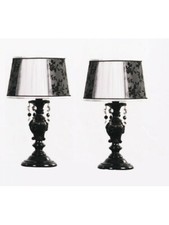 BLACK WOODEN BEDSIDE LAMP WITH