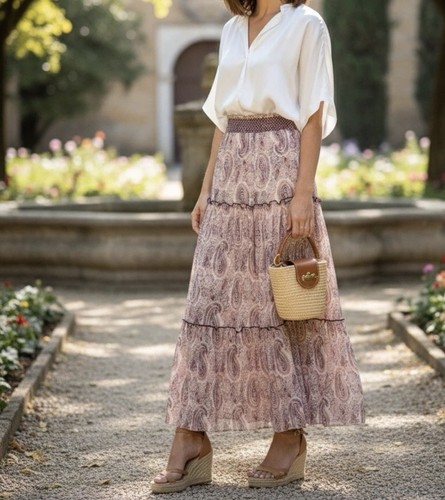 Gonna midi rosa - , zara