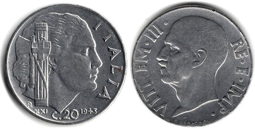 Italia centesimi 1943 - italia, 20
