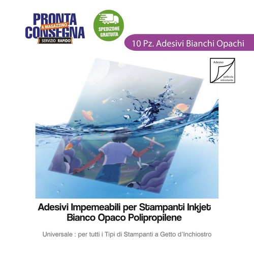 Fogli carta adesiva bianca - 10,