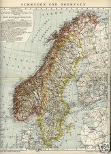 1900= SVEZIA NORVEGIA= Antica Mappa= OLD MAP