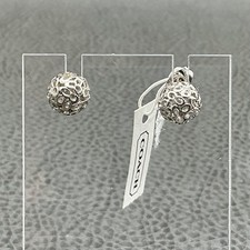 Coach Earrings Womens Silver Tone Round Ball Stud Post Logo Designer Jewelry