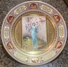 Fine antico piatto armadio Royal Vienna dipinto a mano bella signora ritratto ptg