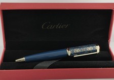 Penna a sfera Cartier edizione limitata lacca blu con cabochon rosso | inchiostro blu