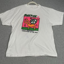 T-shirt vintage Keith Haring uomo media swatch rottura roxy art anni 80 USA 21x25