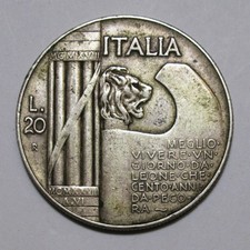 *VITTORIO EMANUELE III 20 LIRE ELMETTO 1928 ROMA BB CONSERVAZIONE MB/BB