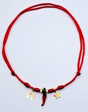 Collana girocollo choker rosso ciondoli corno stella ferro cavallo donna ragazza