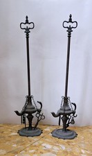 COPPIA ANTICHE LAMPADE FIORENTINE  LUME AD OLIO