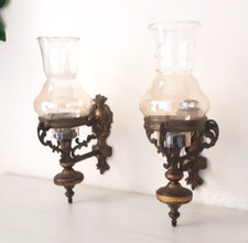 Coppia Lumi Antichi comodino Applique in Ferro Battuto Lampada da parete Vintage