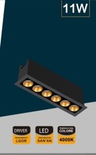 FARETTO LED rettangolare nero 11W 4000K da incasso in controsoffitto