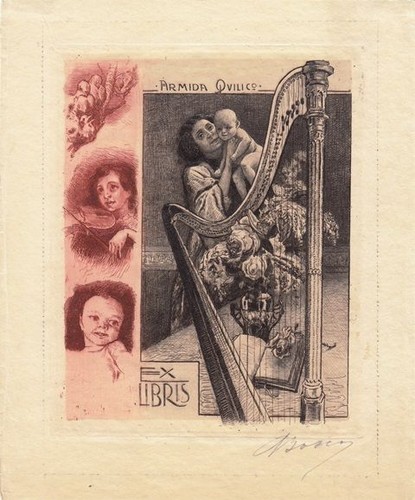 Exlibris bookplate incisione - bookplate,