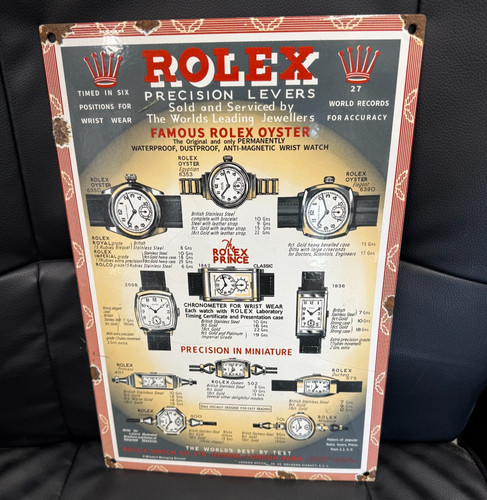 Enamel sign advertising rolex - enamel,