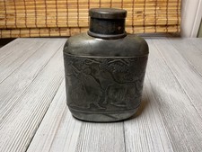 Antica fiaschetta e tazza per liquori inglese del 1900