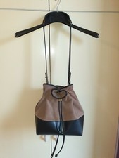 Borsa a spalla Secchiello ZARA beige Talpa scuro con similpelle nera e Tracolla