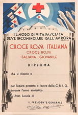 CROCE  ROSSA  ITALIANA  GIOVANILE  - DIPLOMA -  1936 / 37