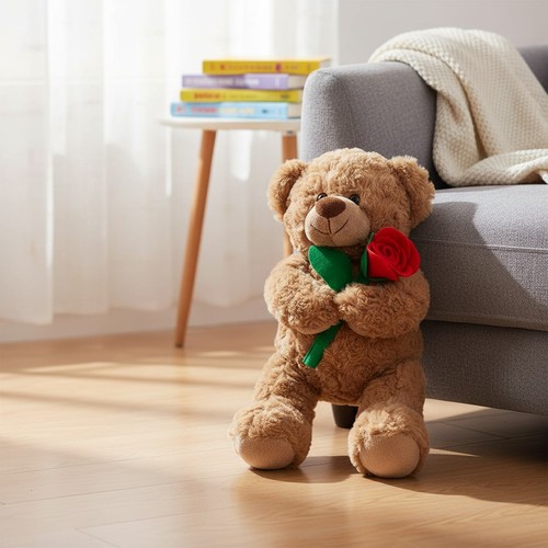 Peluche orsacchiotto con rosa