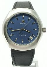 Orologio Zenith XL-Tronic Quartz newer used 39mm blue dial vintage watch rare