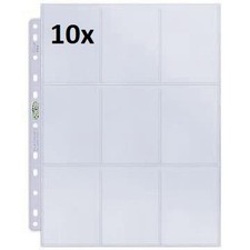 10x FOGLI Platinum Ultra Pro 9 Tasche Pagine Album ad Anelli (11 fori) [x 10 ]