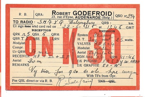 Qsl radio onk30 audenarde - qsl,