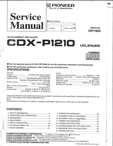 Pioneer cdx p1210 es - pioneer, cdx-p1210