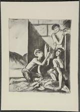 SCILTIAN Gregorio Giovani figure maschili-Fanciulli Litografia cm.70x50 firmata