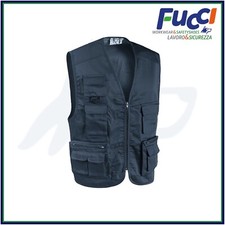 Gilet da Lavoro Multitasche Smanicato Uomo Pesca Caccia in Poliestere Cotone