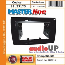 MASCHERINA AUTORADIO 2 DIN FIAT BRAVO 2007> ADATTATORE DUE DIN NERO LUCIDO