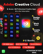 Adobe Creative Cloud 2025 | Abbonamento di 1 anno | 20+ app | Licenza PC/Mac