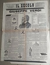 RISTAMPA PRIMA PAGINA IL SECOLO DI MILANO MORTE DI GIUSEPPE VERDI - GENNAIO 1901
