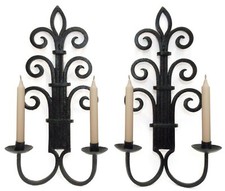 ANTICHE APPLIQUE DA PARETE PRIMI '900 STILE PR TUDOR IN GHISA VERNICIATA SMALTATA NERA 