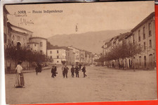CARTOLINA  SORA NON VIAGGIATA ANNI 10/20 PIAZZA INDIPENDENZA ANIMATA BELLISSIMA