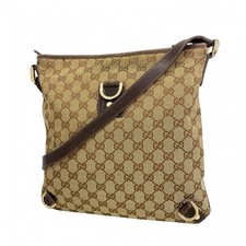Borsa a tracolla Gucci Gg in tela marrone beige champagne oro vintage autentica