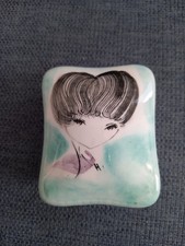 Vintage Scatolina Volto Donna Ceramica Milano Italy
