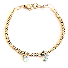 Bracciale da donna acciaio inox con ciondolo acquamarina argento 925 Swarovski