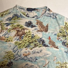 Polo Ralph Lauren Uomo Taglia L Blu AOP Tasca T-Shirt Maglietta Manica Corta Aquile