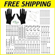 156PZ Kit Piercing Corpo Professionale - Set Completo con Strumenti e Gioielli di Qualità