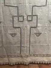 Antico Tendone Tenda In Lino  Fatta A Mano  160x270cm Ottime Condizioni