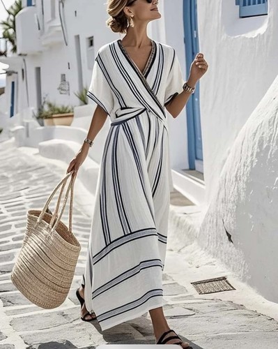 Maxi abito righe bianco - maxi,