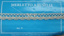 1 metro Pizzo Merletto a Fuselli puro cotone ecrù