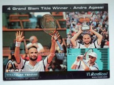 ANDRE AGASSI TENNIS Grand Slam Head racchette vecchia cartolina 