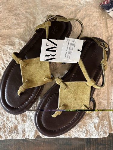 Zara green sandals - green, size