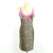 KOOKAI abito dress leopardato slipdress marrone rosa taglia DE 36