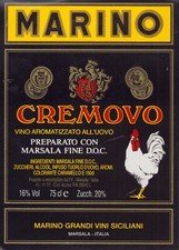 etichetta / label MARINO CREMOVO vino aromatizzato all'uovo Marsala (TP)