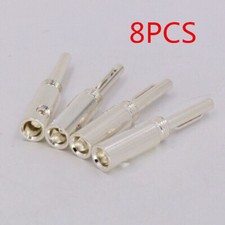 8PCS Cavi Altoparlanti Placcati Argento Spine Banana Filo HiFi Connettori Banana NUOVI