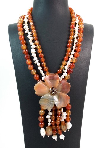 Collana corniola perle - collana, corniola,perle