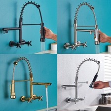 Miscelatore rubinetto cucina lavello monocomando doccetta a muro canna ottone