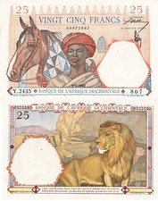 AFRICA OCCIDENTALE FRANCESE 1942  25 franchi Pick 27 aUNC RARA OTTIMO PREZZO