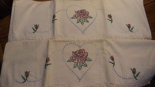Coppia federe ricamate vintage - ricamate,