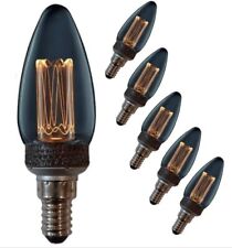 6 X LAMPADINA LED CANDELA FUMÈ SES BIANCO CALDO 2W CREA ILLUMINAZIONE D'ATMOSFERA